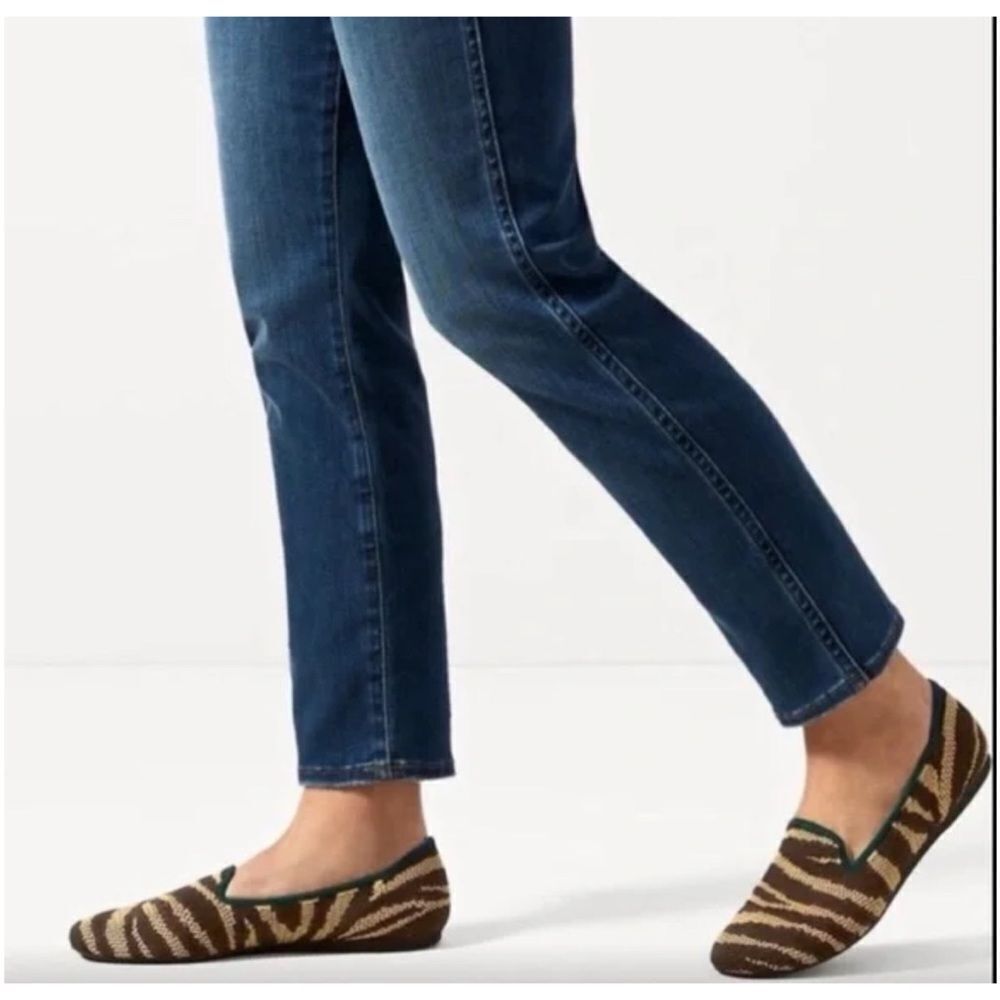 Rothy’s The Loafer Chai Zebra Print Shoes Women’s Size 8.5 Slip On Flats